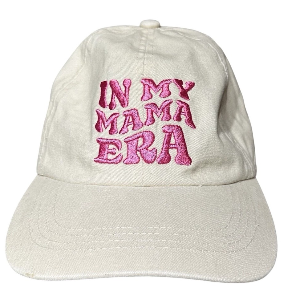 David and Young Baseball Cap Women OS Cream Excellent In My Mama Era Embroidered